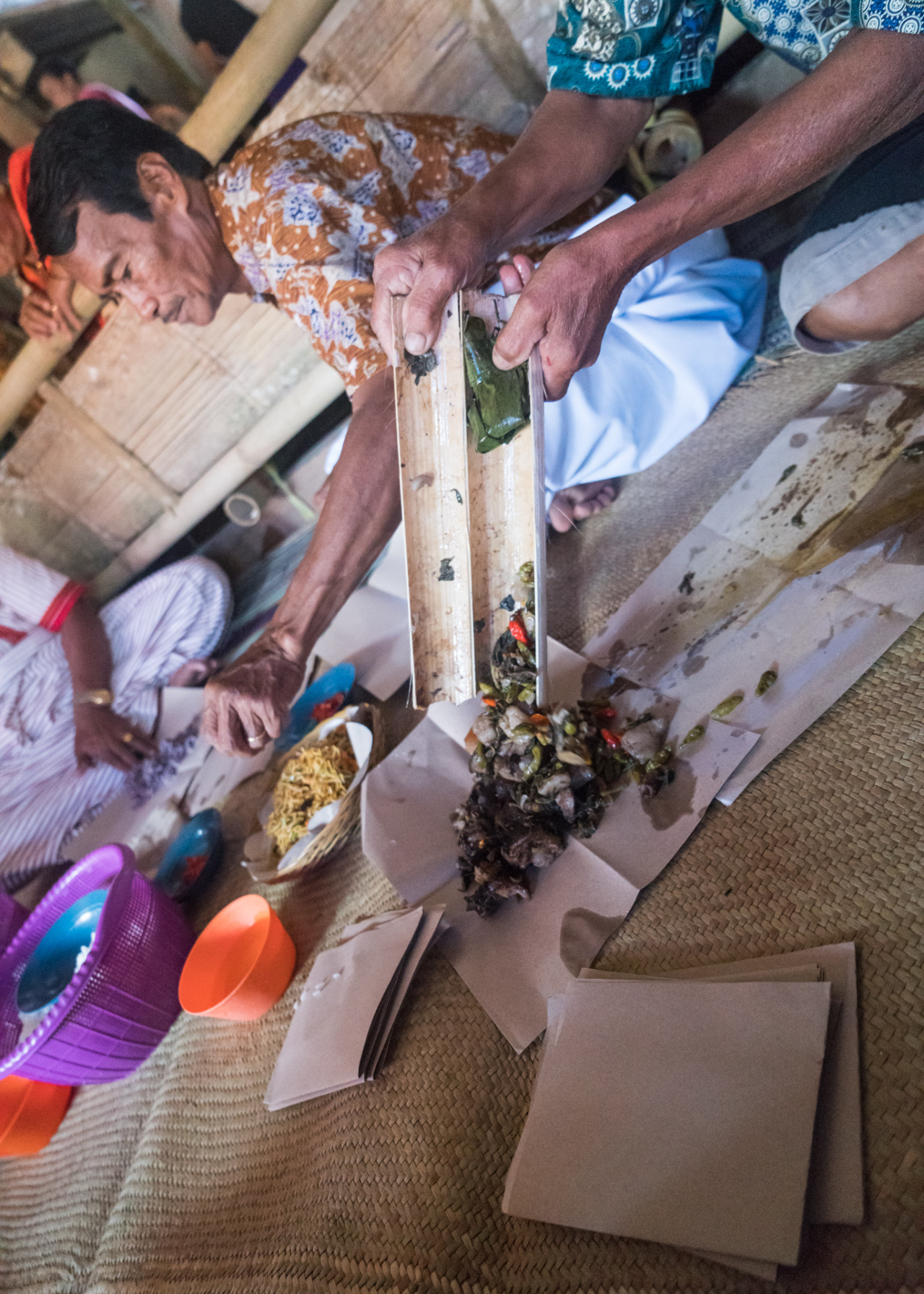 In Bambus gegartes Schweinefleisch