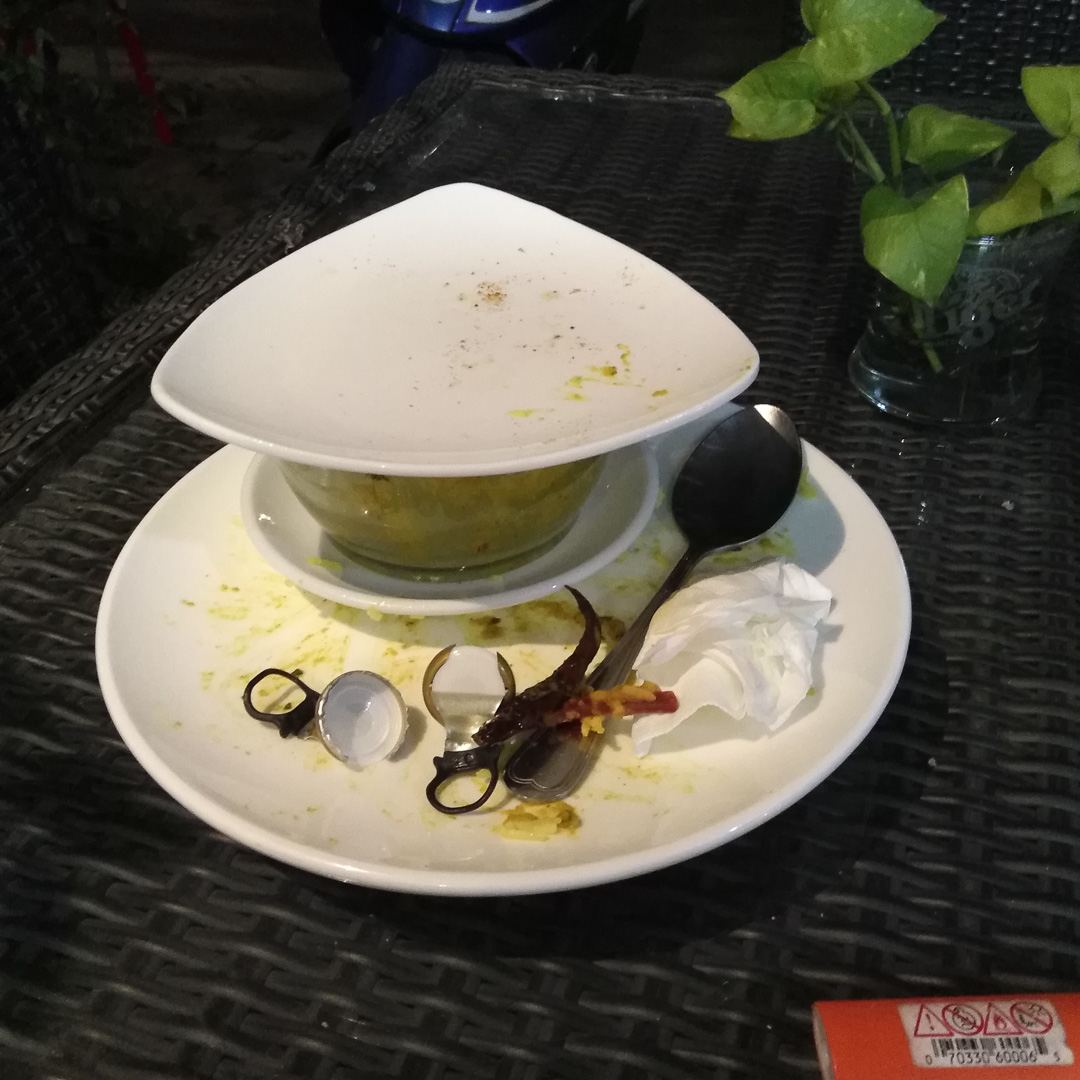 Als Gegenbewegung fotografiere ich nur aufgegessenes Essen. Hier: Indisch…. mhh lecker