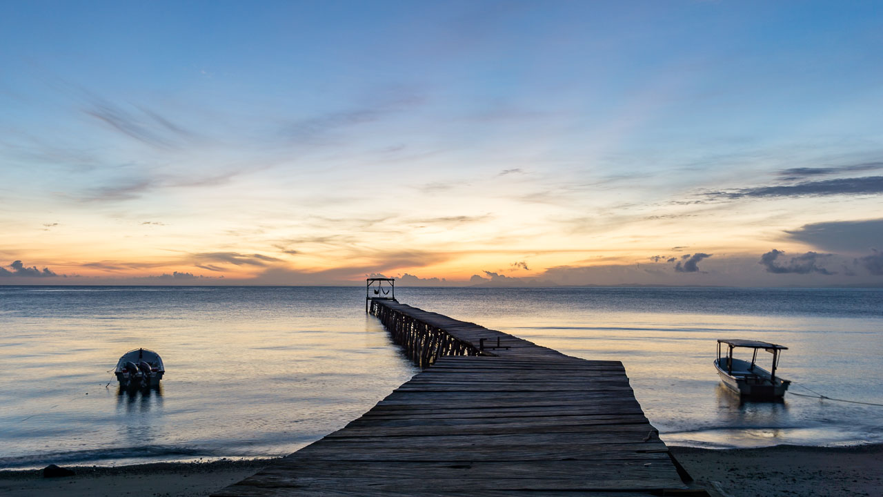 Hauspier im Morgenlicht